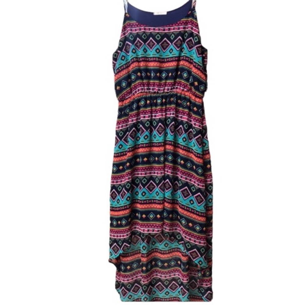EVERLY High-Low  SLEEVELESS Multicolored SOUTHWEST Tunic Dress SIZE Large